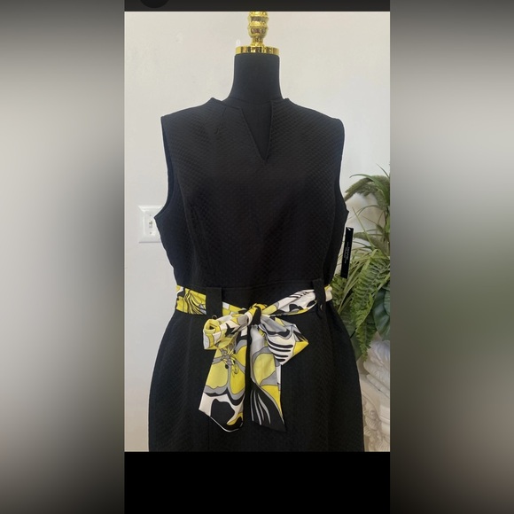 NWT Tahari Women’s Black/White/Citrine Sleeveless Sheath Dress Size 10 MSRP $138 - Picture 4 of 11